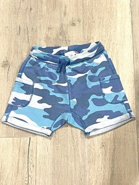 Zara BabyBoy Blue Camo Shorts Size 3–4 (104) Drawstring Pocket